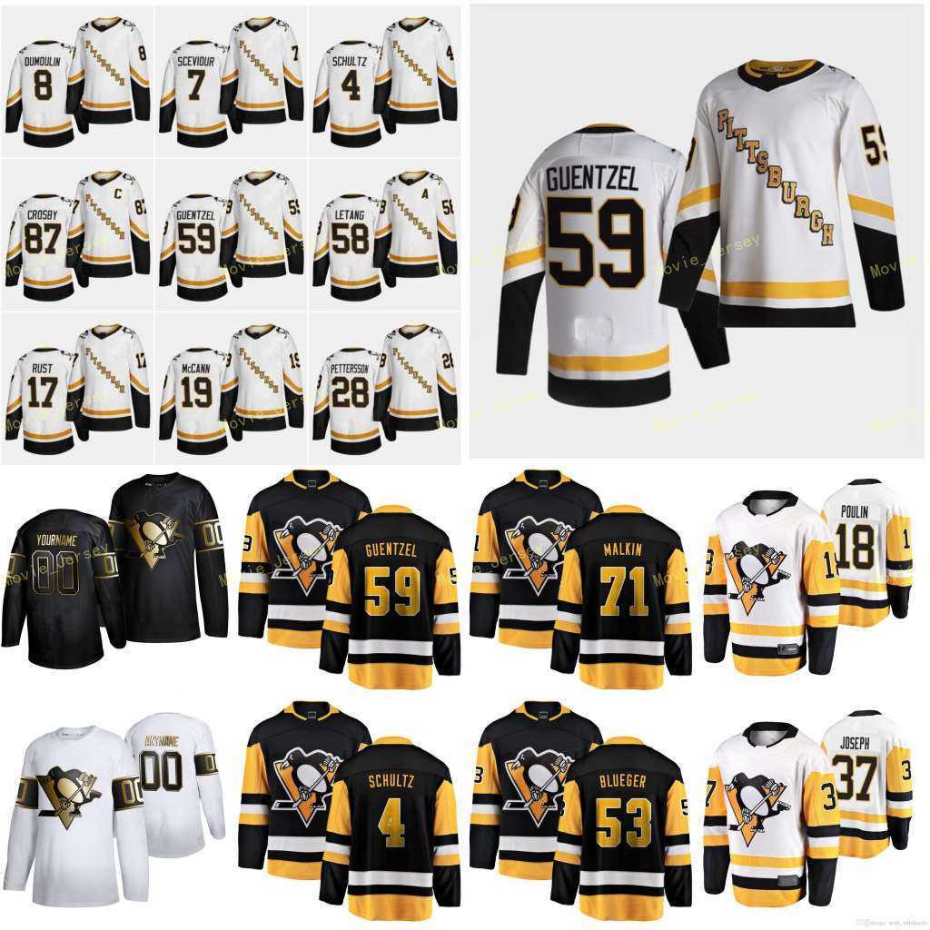 

2021 Reverse Retro Pittsburgh Penguins Jerseys DeSmith Casey Dumoulin Brian Guentzel Jake Jankowski Mark Jarry Tristan Custom Stitched, Womens black home