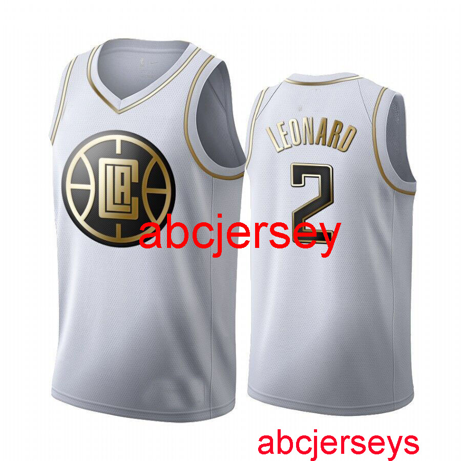 

19 Platinum MEN Basketball Jerseys Sportswear LEONARD #2 WHITE GOLD -XXL Vest
