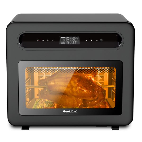Food Processing Equipment Geek Chef Steam Air Fryer Toast Oven Combo 26 QT Convection Countertop 50 Cooking Presets 6 Slice 12" Pizza Black-image-756468307