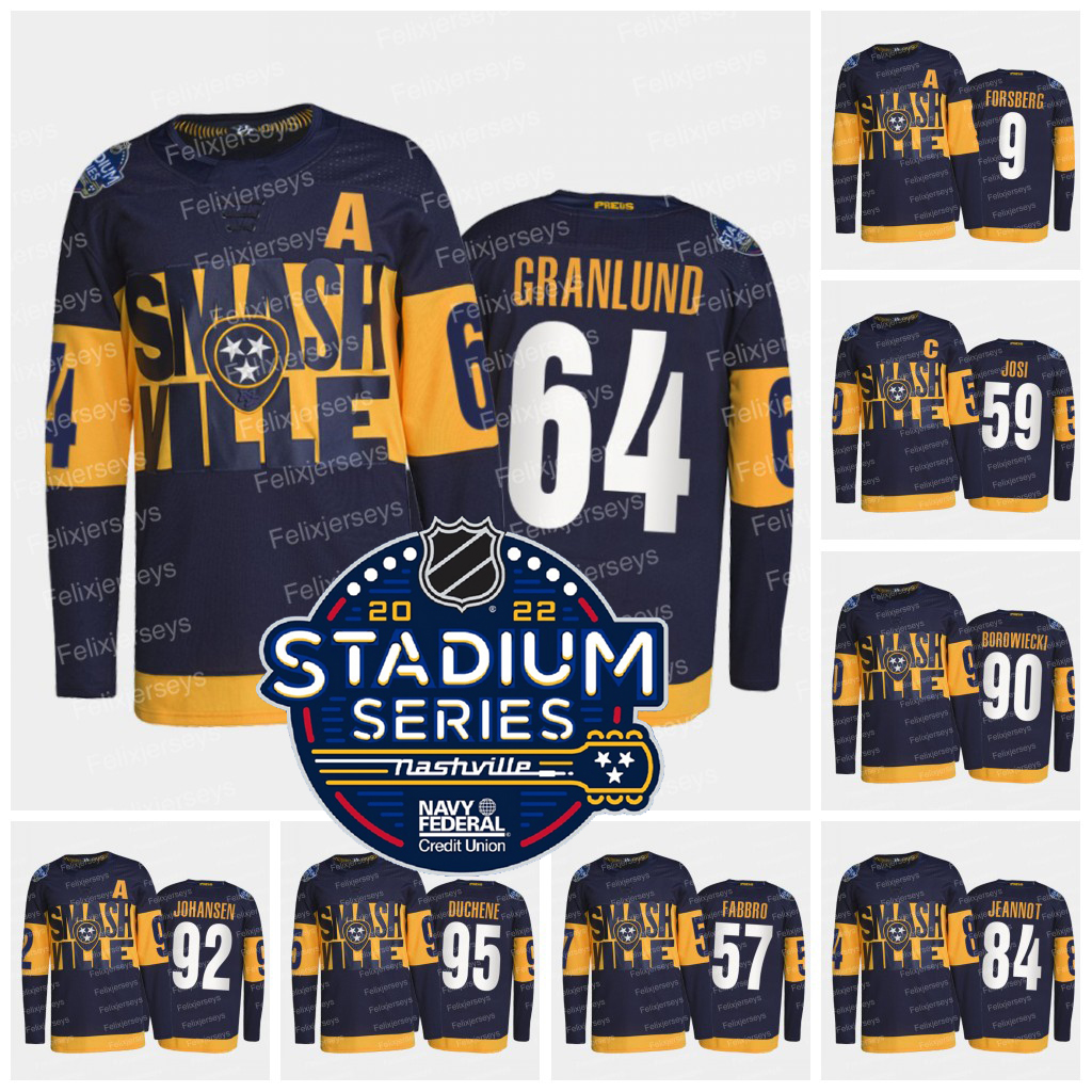 

Nashville Predators Smashville 2022 Stadium Series Jersey Roman Josi Matt Duchene Mikael Granlund Ryan Johansen Filip Forsberg Alexandre Carrier Tommy Novak, Reverse retro jersey mens s-3xl