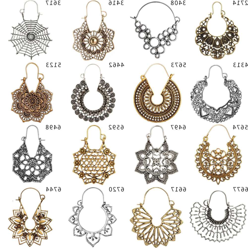 

earrings Simple accessories spider web semicircle pattern C word carved water drop fan earrings, Golden
