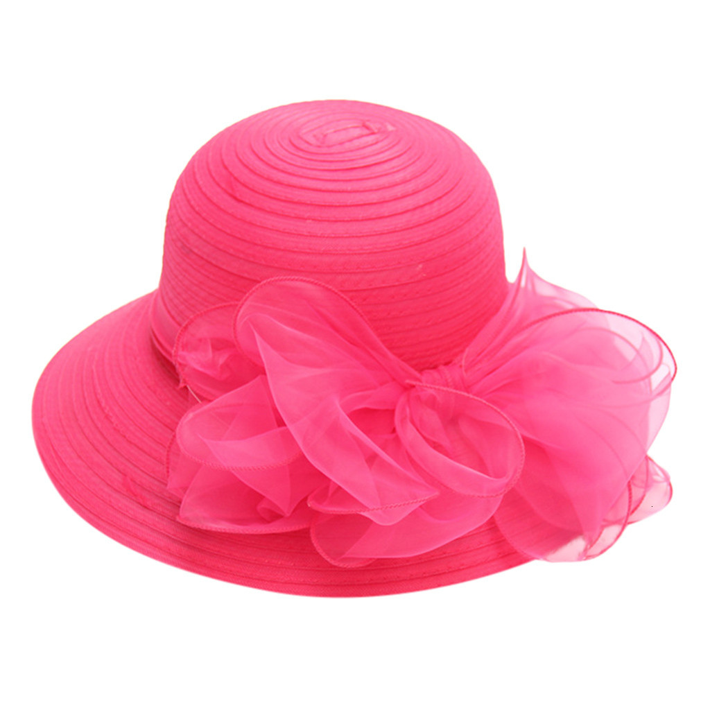 

Women Summer Ladies Fashion Formal Organza Broad Ee Church Bridal Tea Party Wedding Hat Casual Caps Gorras, Mixed color