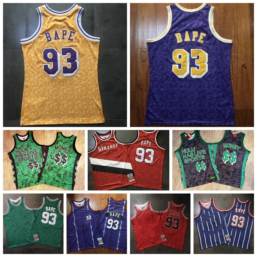 

Men 93 BAPExMITCHELL & NESS Green Purple Yellow Red 1982 83 Classics Double Embroidered Jersey S-3xl, Black;red