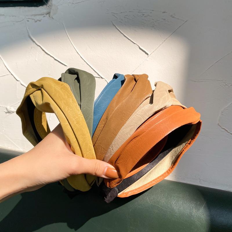 

Hair Accessories Women Knotting Hoop Fashion Ornaments Wash Face Wide-brimmed Pure Color Headwear