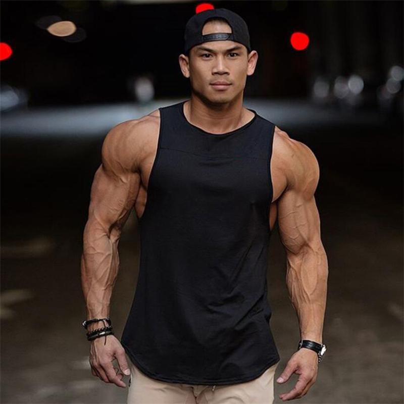 

Men's Tank Tops Brand Gym Clothing Mens Singlets Bodybuilding Stringer Top Men Cotton Fitness Sleeveless Shirt Muscle Vest Plain Tanktop, Black