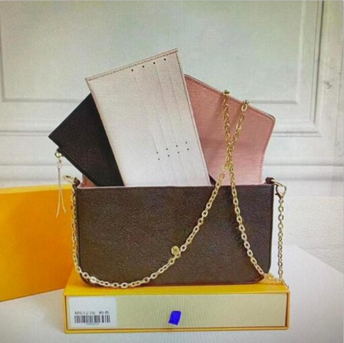 

POCHETTE FÉLICIE chain bag FELICIE luxurys designers bags women shoulder handbags embossed flower fashion female crossbody purse card holder wallet with box 001, Embossed pink flower