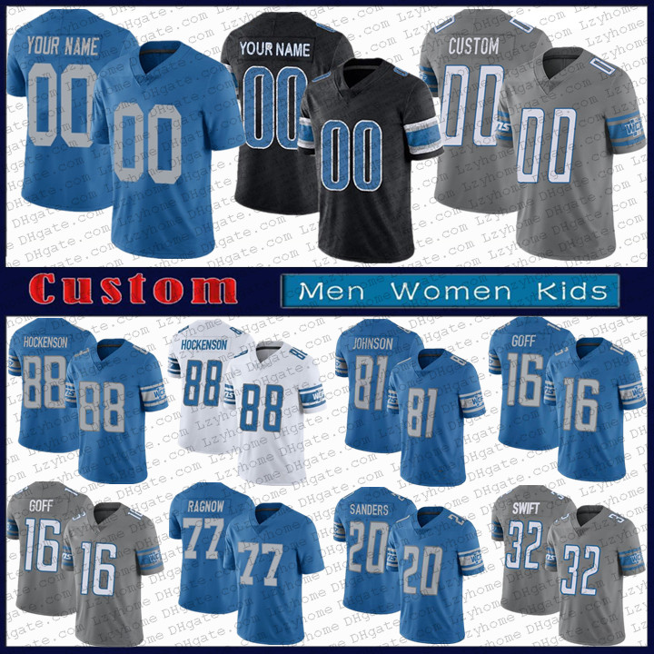 

32 D'Andre Swift 16 Jared Goff 88 T.J. Hockenson Custom Football Jerseys 58 Penei Sewell 20 barry Sanders Frank Ragnow Romeo Okwara Jack Fox Godwin Igwebuike Jeff Okudah, My store(lzyhome)