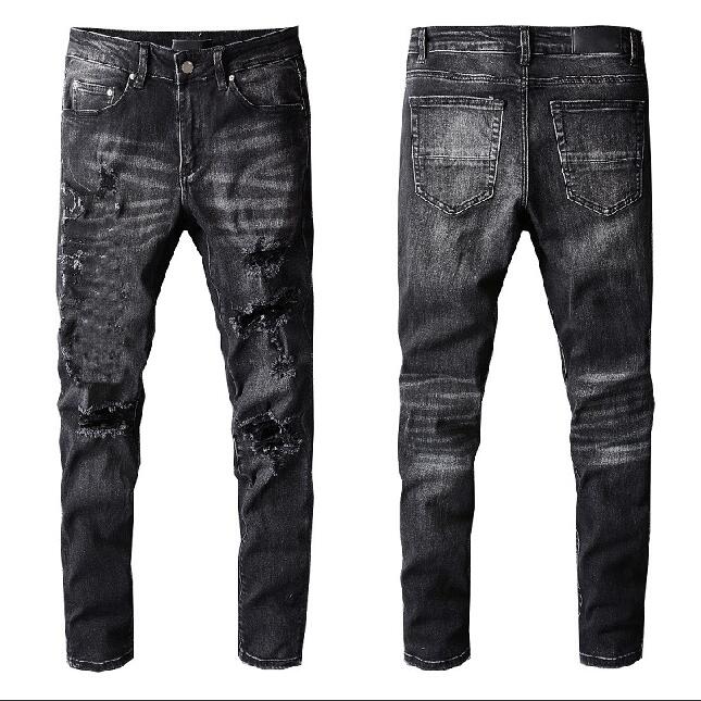 

2021 latest listing skinny jeans mens ripped big holes rabbit Motorcycle Biker Denim pants embroidery letter Men fashion Designer Hip Hop colour black Size 28-40, Customize