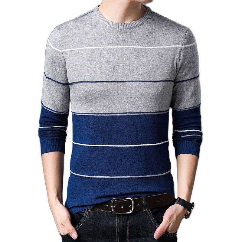 

Men's Sweaters Fashion Striped Mens Pullovers Slim Fit Casual Sweater Men Knitwear Pullover O Neck Knitted Clothing 2021, White;black