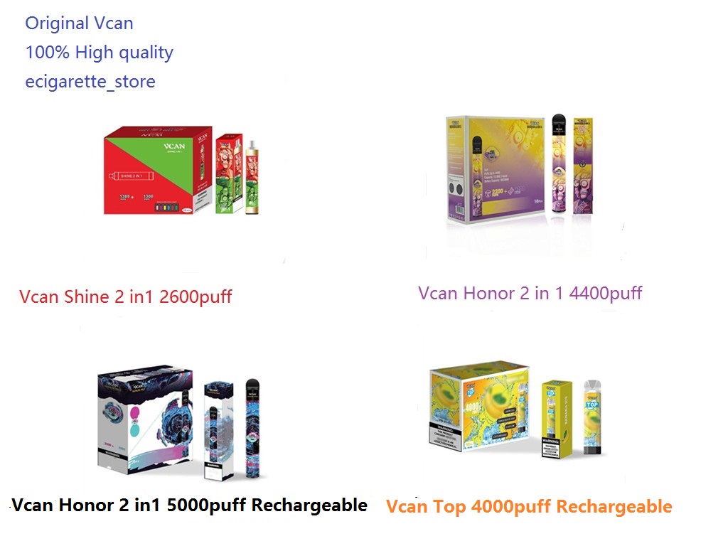 

Original Vcan Shine Honor pro Top Disposable Cigarette 2600 4400 4000 5000 Puffs Vape Pen With RGB Lighting Adjustable Rechargeable geek bar