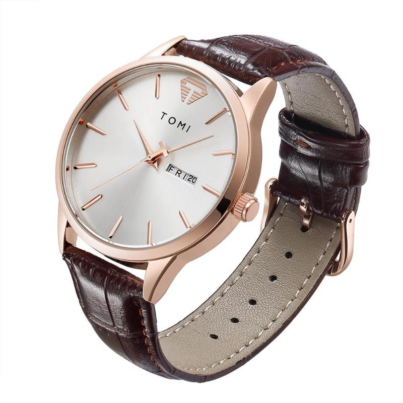 

Wristwatches Leather Strap Watch For Men Women Fashion Mens Watches Casual Quartz Clock Luxurious Electronic Display Of Week And Date, Style12