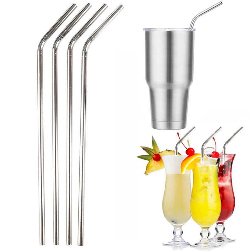 

Stainless Steel Straw Silver Bent And Straight Straw Eco Friendly Reusable Drinking Straws Party Wedding Bar Drinking Tools