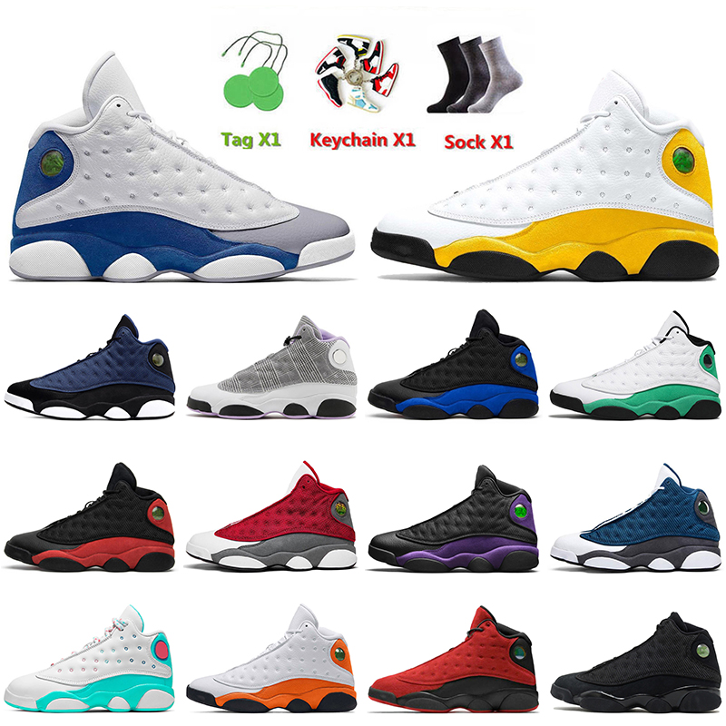 

Women Mens Fashion 2022 JUMPMAN 13 13s Basketball Shoes French Blue University Gold Del Sol Brave Blue Black Cat Hyper Royal Houndstooth Trainers Sneakers With Socks, B32 houndstooth 36-47