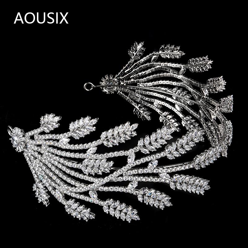 

Hair Clips & Barrettes Handmade Luxury Cubic Zirconia Headband Wedding Bridal Headdress Baroque Women Jewelry Prom Headwear Wholesale, Golden;silver