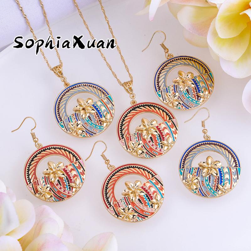 

Earrings & Necklace SophiaXuan Hawaiian Women's 2021 High Quality Jewelry Set Women Necklaces Multi-Color Items Party, Silver