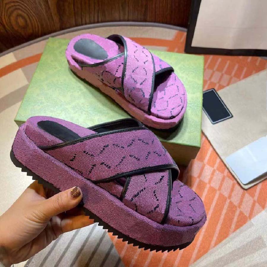 

Fashion Men Women slipper Summer Sandals Beach Slides Leisure Slippers Ladies Sandali Bathroom Shoes Thick bottom Classic Brown Print Withou, Box