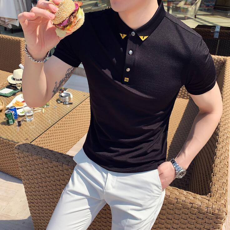 

2021 High Quality Polo Shirt Men Summer Slim Fit Polos Para Hombre Short Sleeve Breathable Casual T shirts tees Size M-3XL, White;black