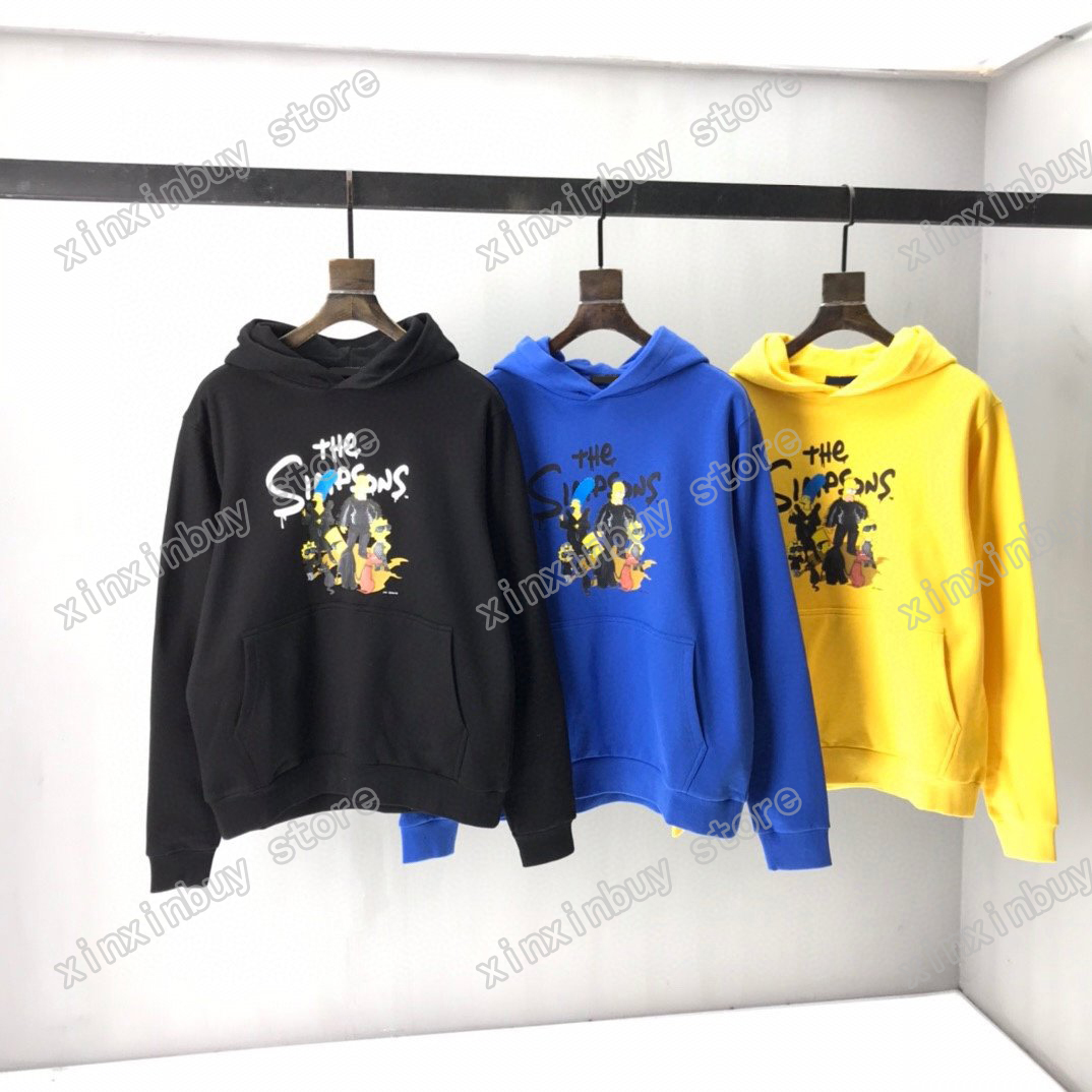 

21ss Autumn Sportwear Hoodies Sweatshirts luxury Men Womens Paris waterfall print Man Top Quality Tees Street luxurys Black blue yellow S-XL