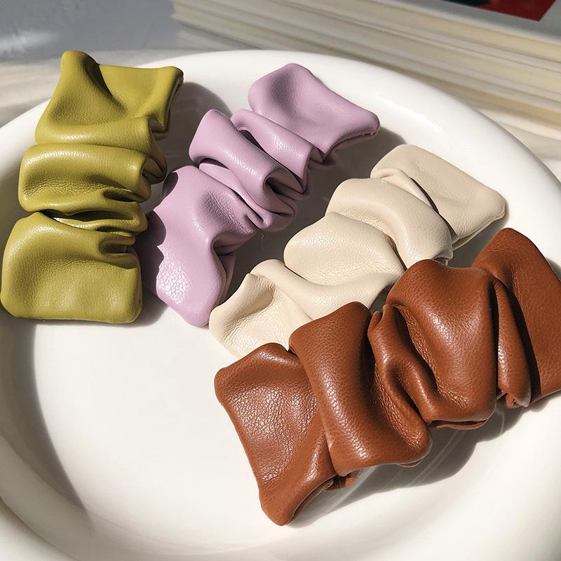 

Hair Clips & Barrettes Fashion 2021 Vintage Pleated PU Leather Hairpins Barrette Side Bangs Clip Rectangle Hairpin For Women Girls Accessori, Golden;silver