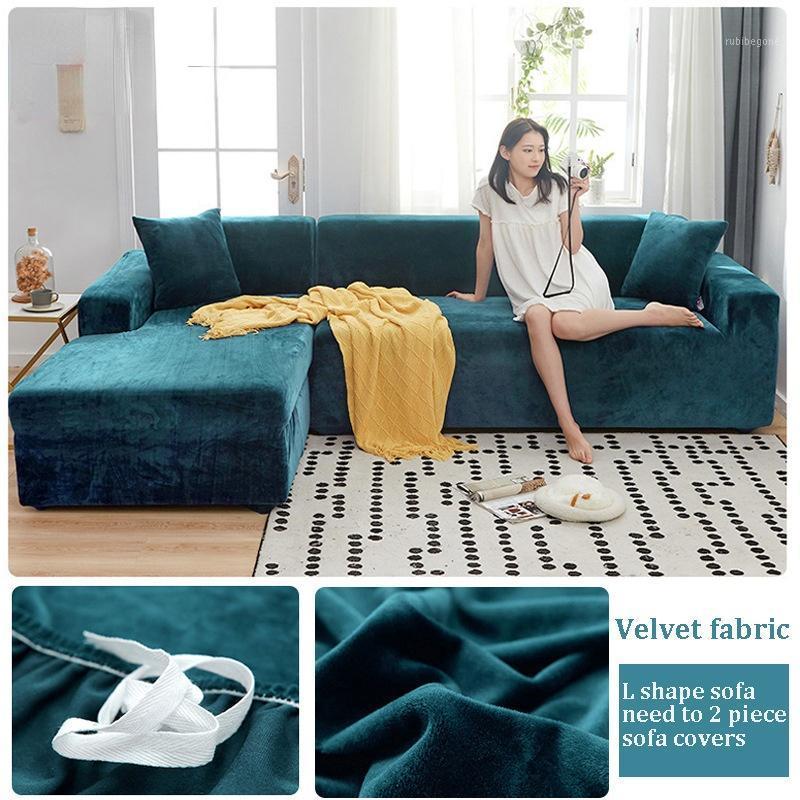 

Chair Covers 1PC Short Plush Elastic Sofa Cover 1/2/3/4 Seater Non-slip L Shape Home Dustproof Couches For Living Room Couch