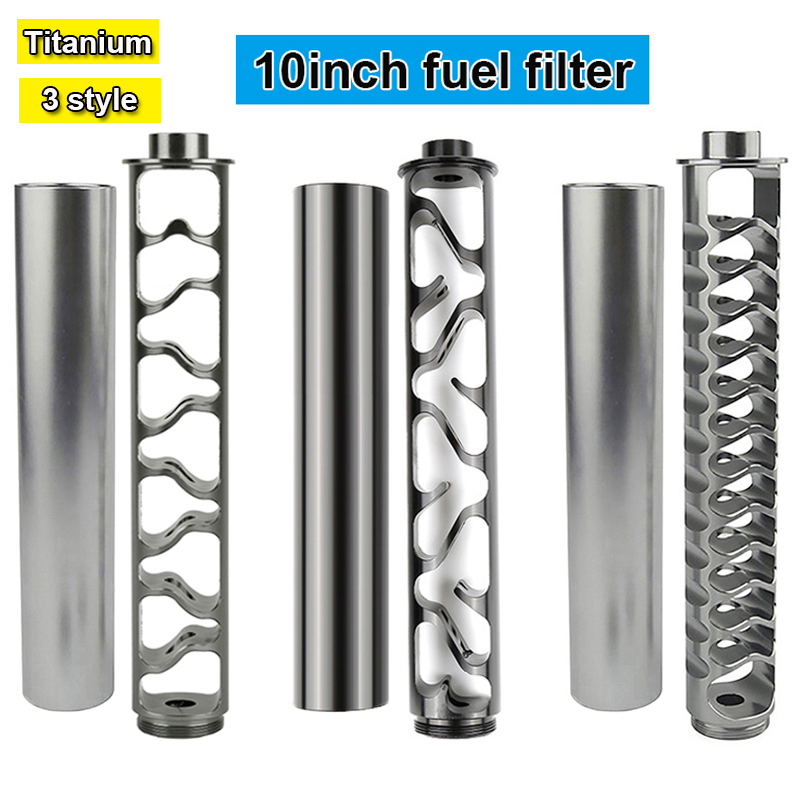 

10inch Aluminum Fuel Filter kit 1/2-28 5/8-24 Solvent Trap For NAPA 4003 WIX 24003 Filters Automotive Vehicle Modified Oil Filter