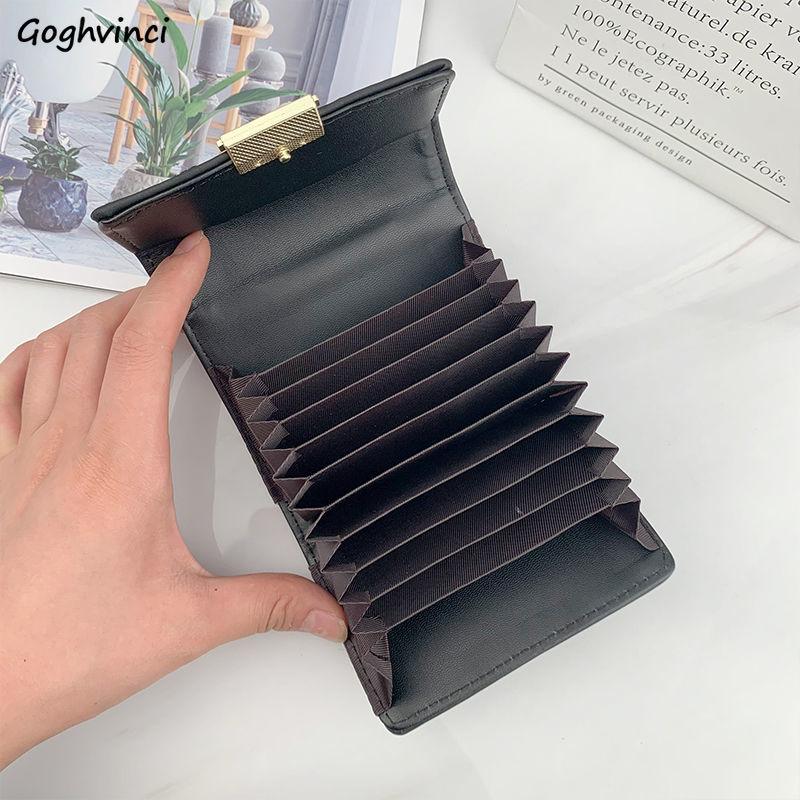 

Card Holders Women 11 Bits Mini Portable Fashion Hasp Business Practical Minimalist Cards Bag Storage Purse Square Money Bolsa, Black