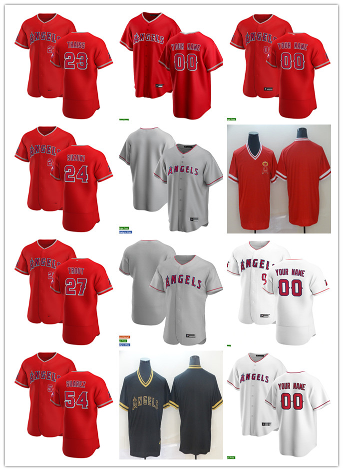 

Men Women Youth 54 Jose Suarez 24 Kurt Suzuki 23 Matt Thaiss 27 Mike Trout Custom Baseball Jersey Blank red white gray, Colour