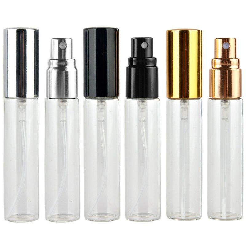

Storage Bottles & Jars 20pcs/lot 5ML 10ML 15ML Transparent Thin Glass Spray Bottle Sample Vials Portable Mini Perfume Atomizer Gold Silver C