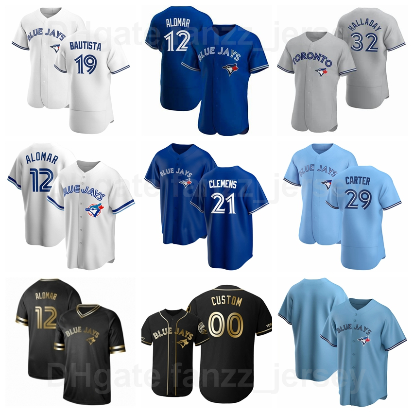 

Men Kids Women Baseball 32 Roy Halladay Jersey 12 Roberto Alomar 19 Jose Bautista 29 Joe Carter 21 Roger Clemens Flexbase Cool Base Stitched Blue White Red Pullover, Men cool base