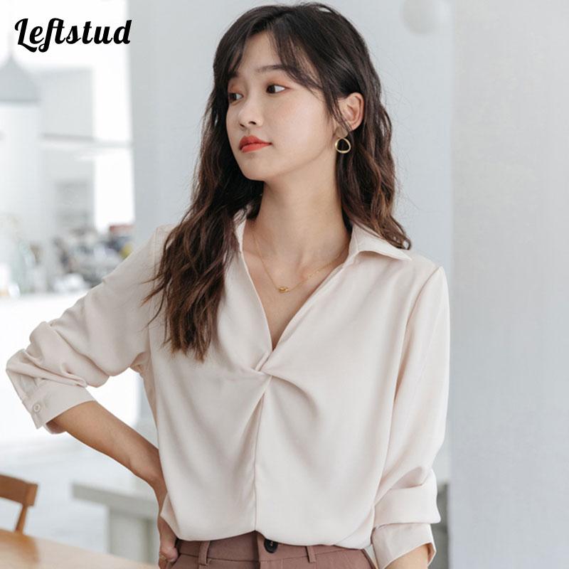 

Women' Blouses & Shirts Spot Autumn Chiffon Shirt Female Design Sense Niche Light Mature Fashion Western Style Long-sleeved Temperament Wom, Beige