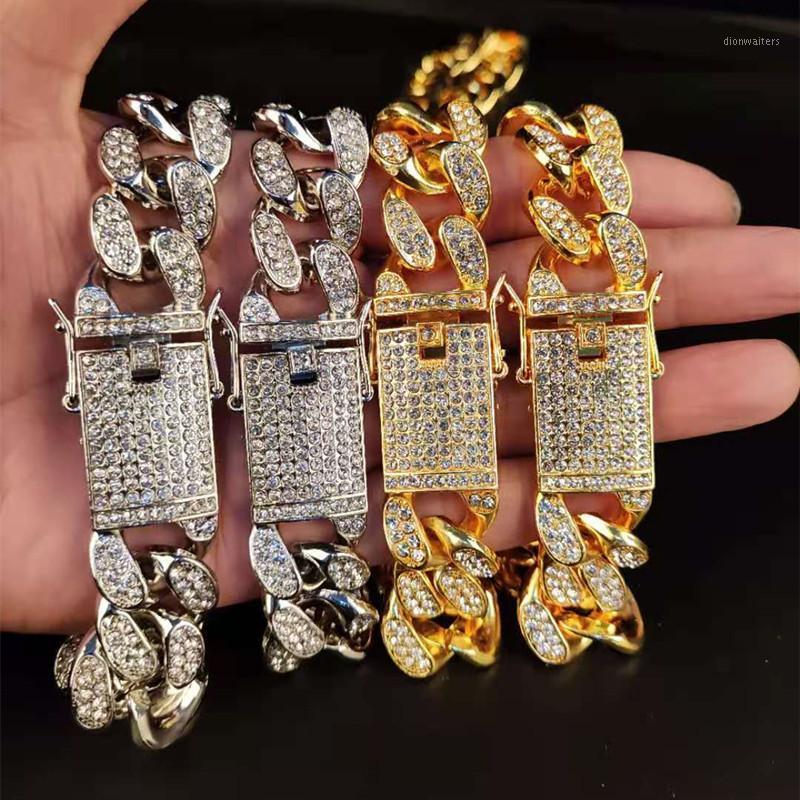 

Chains Men Hip Hop Iced Out Bling Chain Necklace Pave Setting Rhinestone 20mm Miami Cuban Necklaces Hiphop Jewelry Drop
