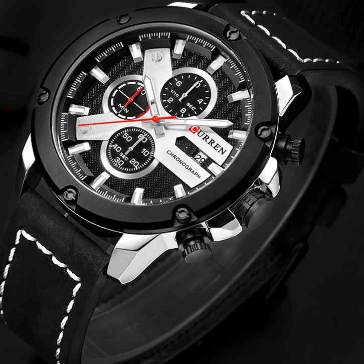 

CURREN Men Fashion Quartz Watch Men's Military Sport Wrist Watches Male Leather Chronograph Analog Clock Relogio Masculino 210517, Rose gold brown