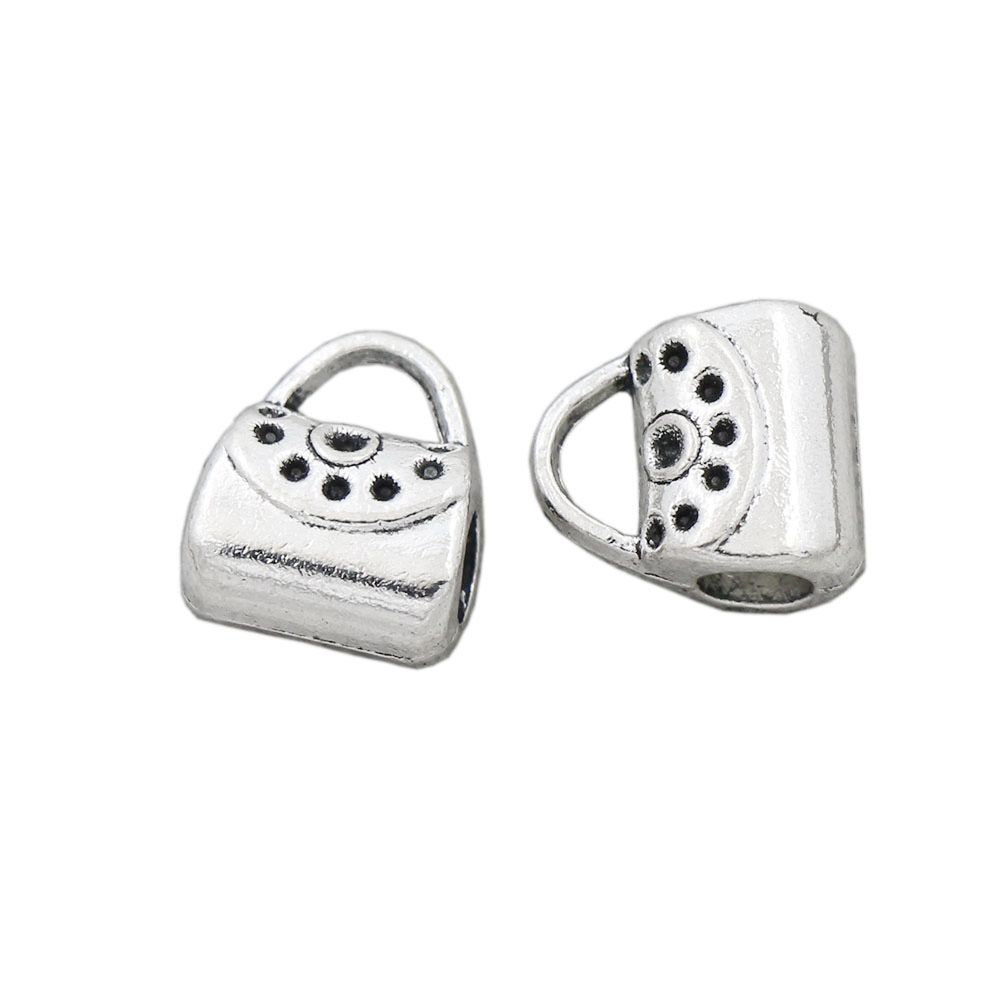 

Alloy Handbag Bag Big Hole Beads 10.7x9.6mm Antique Silver Spacers Fit European Bracelets Jewelry DIY L1476 172pcs/lot