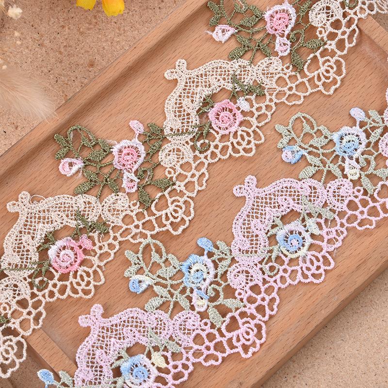 

Ribbon H817 Colorful Flower Lace Trim Wedding Embroidered Diy Handmade Patchwork Valentines Day Home Decor Sewing Supplies Crafts, Pink;blue