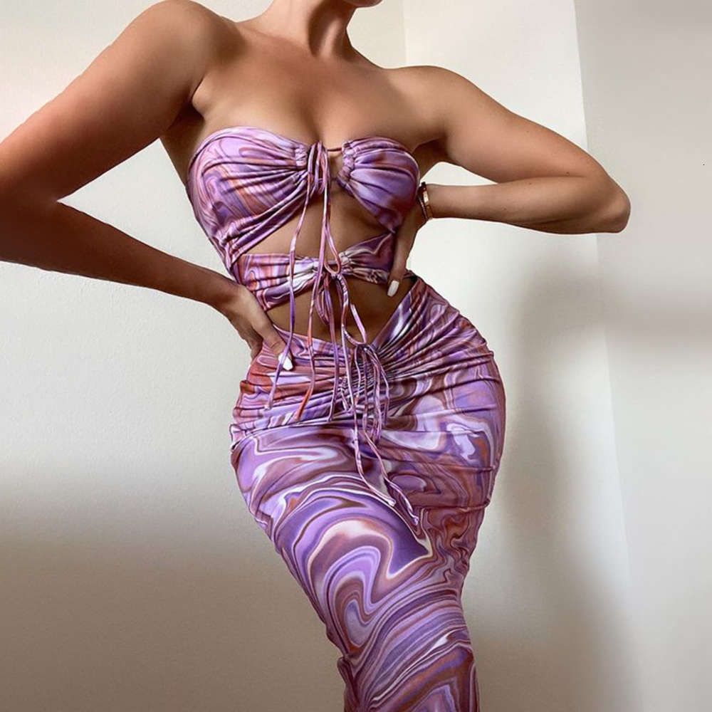 

Ins summer print dress Street po sexy girl lace up open back hollow neck, Black;gray