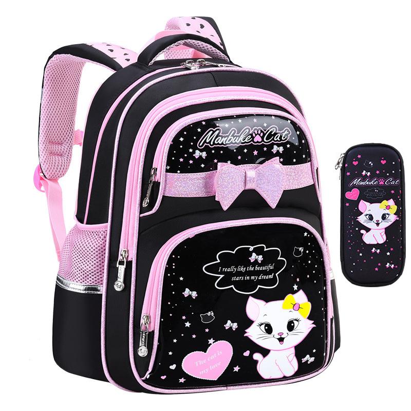 

Korean Style Girls Backpacks Primary School Bag Kids Satchels PU Leather Cute Cat Orthopaedic Waterproof Backpack Child Knapsack Bags