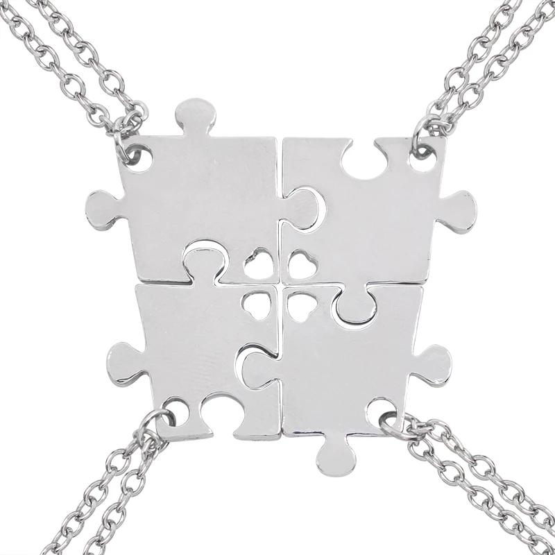 

Pendant Necklaces 4 Piece Set Of Good Friends Series Hollow Love Puzzle Geometric Necklace Unisex Friendship BFF Jewelry Selection