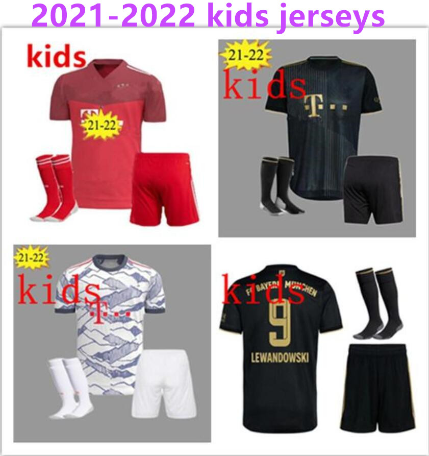 

21 22 kids Munich kit soccer JerseyS LEWANDOWSKI 2021 2022 HERNANDEZ child uniforms Full set Football, White