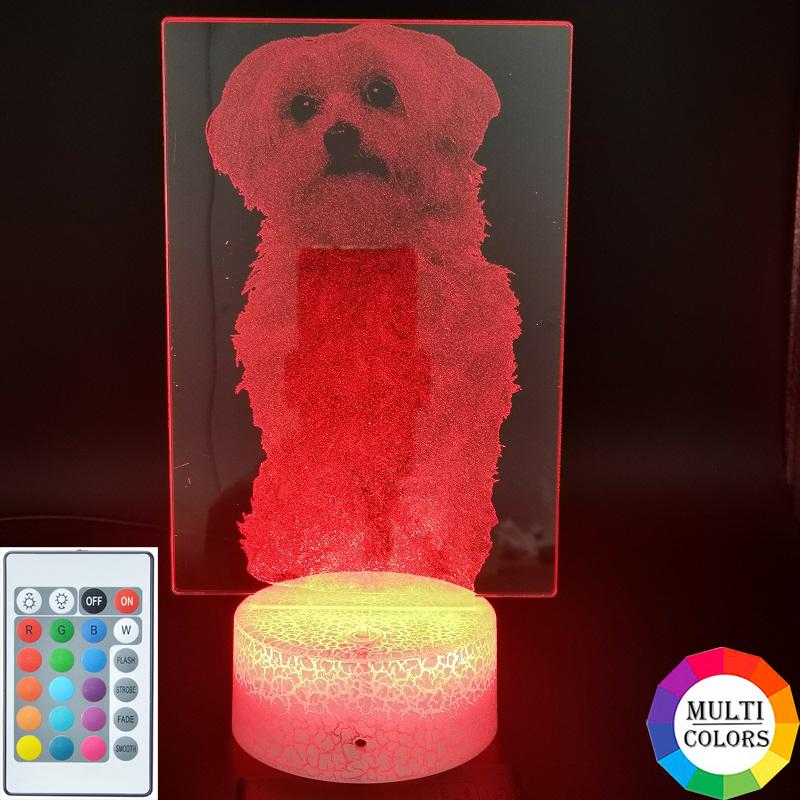 Night Lights Pet Dog Light LED Projector 3D Table Lamp Maltese Nightlight Bluetooth Base Kids Gift APP Control El Room Decor-image-702663289