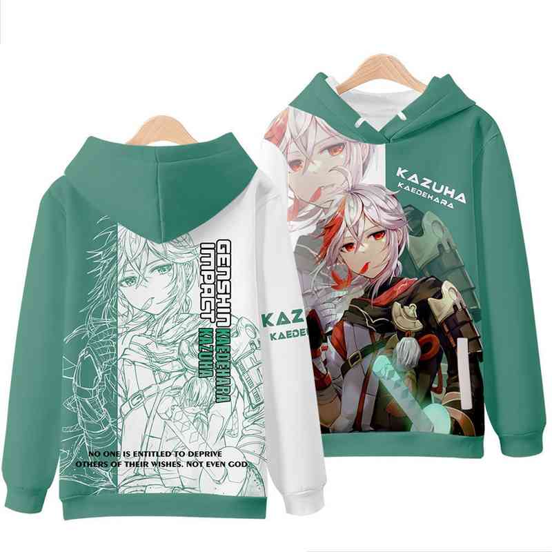 

Genshin men's and women's long sved hoodi, kaedehara 3D printed clothing, kazuha, fashion, leisure, As a picture
