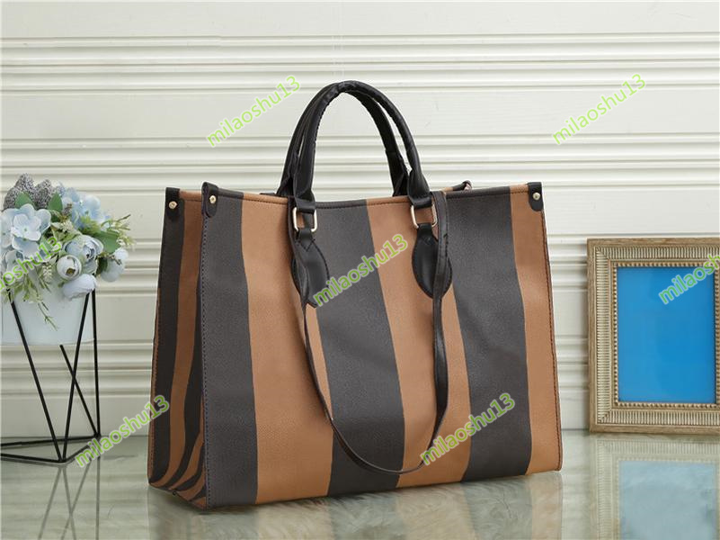 

Fashion New Tote Top Women Designer Onthego Handbags Genuine Leather Handbag Messenger Bag Shoulder Pockets Totes, Old flower red