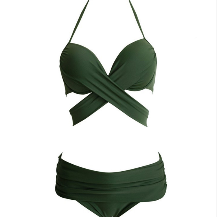 

Bikini swimwears Swimsuit womens split sexy Korean spring conservative, Green