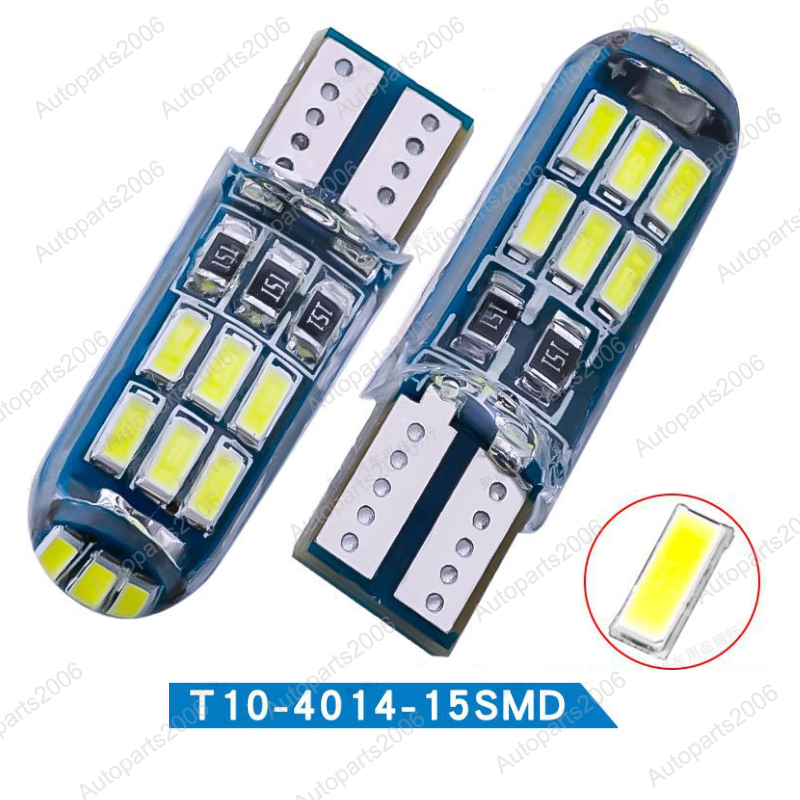 

50Pcs/Lot Silicone T10 W5W 4014 15SMD LED Canbus Error Free Car Bulb 168 194 2825 Clearance Lamp Map Bulbs License Plate Light 12V