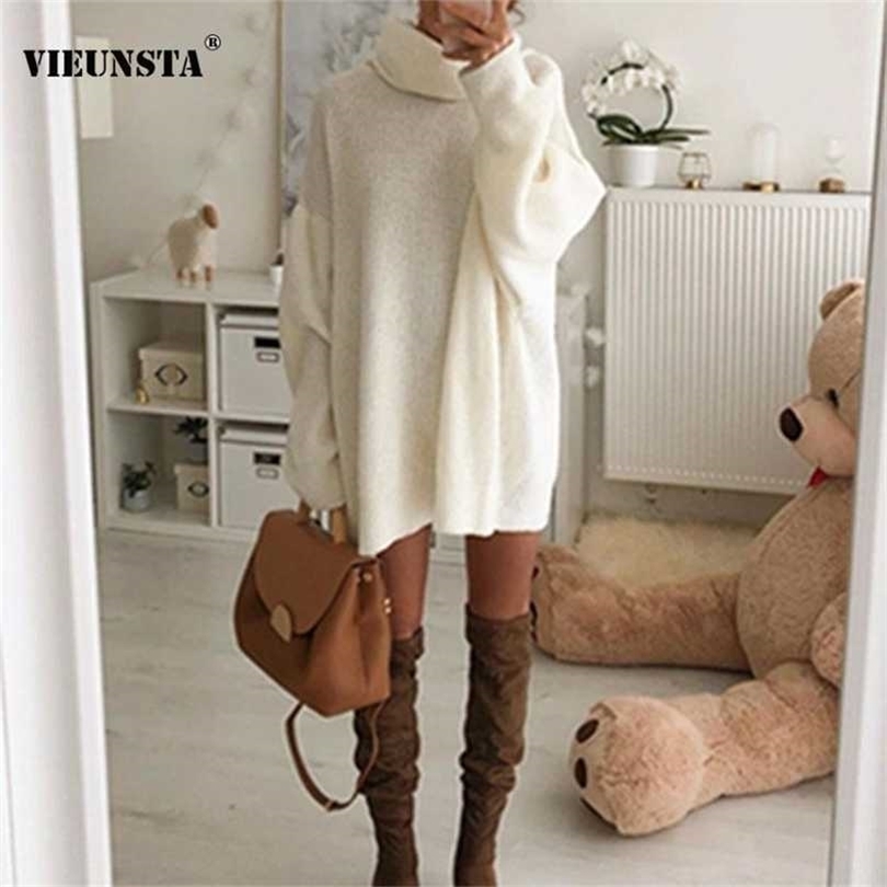 

Autumn Winter Turleneck Warm Knitted Sweater Dress Fashion Long Sleeve Women Pullover Elegant Solid Office Lady Mini 211109, 05 leopard print