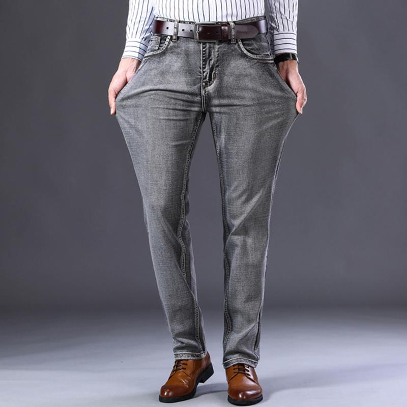 

Men's Jeans 2021 Spring And Autumn Stretch Distressed Gray Loose Straight Plus Size Fat Pants Wide-legged Tide, Grey