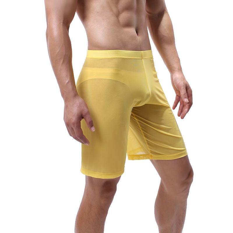 

Men's Sleepwear Sexy Mens Mesh See Through Sleep Bottoms Casual Trousers Male Loose Hollow Out Ultra Thin Pyjamas Sleeping Short Pants, Black;brown