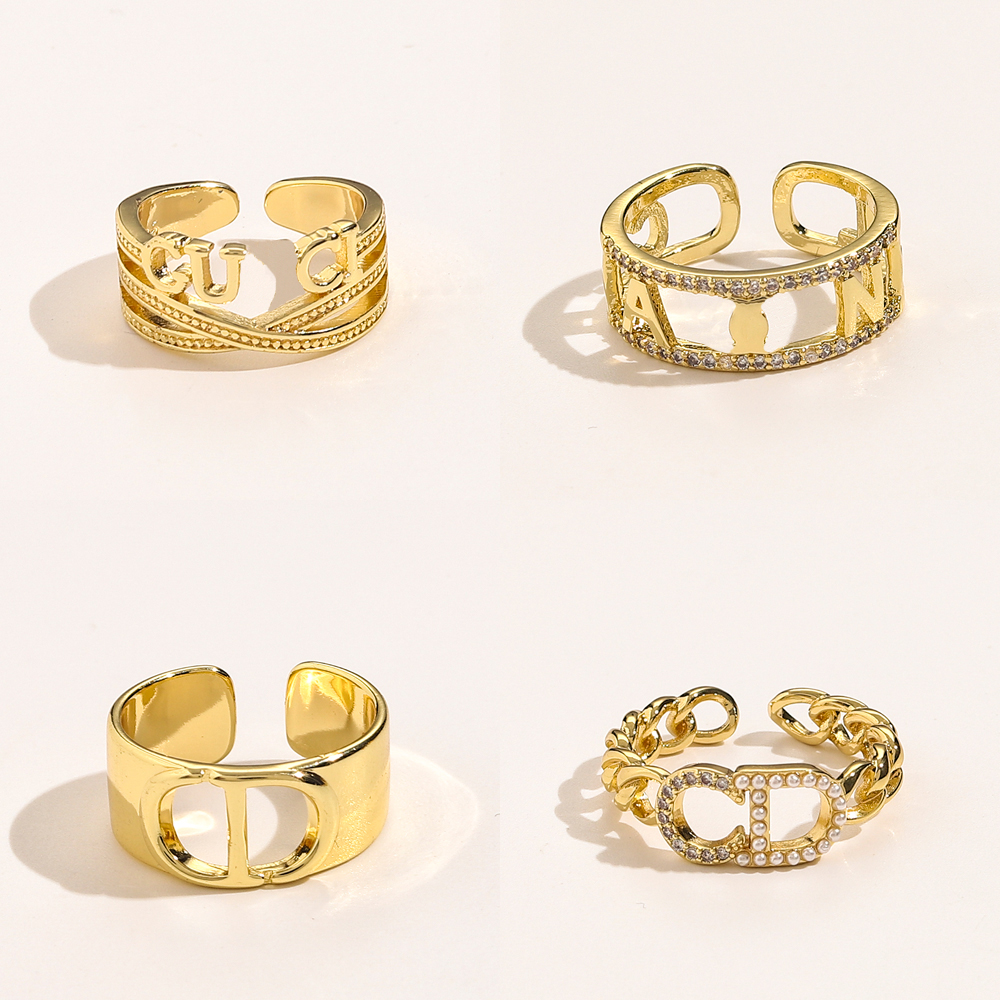 

22SS 17style 18K Gold Plated Stainless Steel Band Rings Titanium Open Ring High Quality Luxury Brand Designer Letters Men Women Metal Party Jewelry Accessories