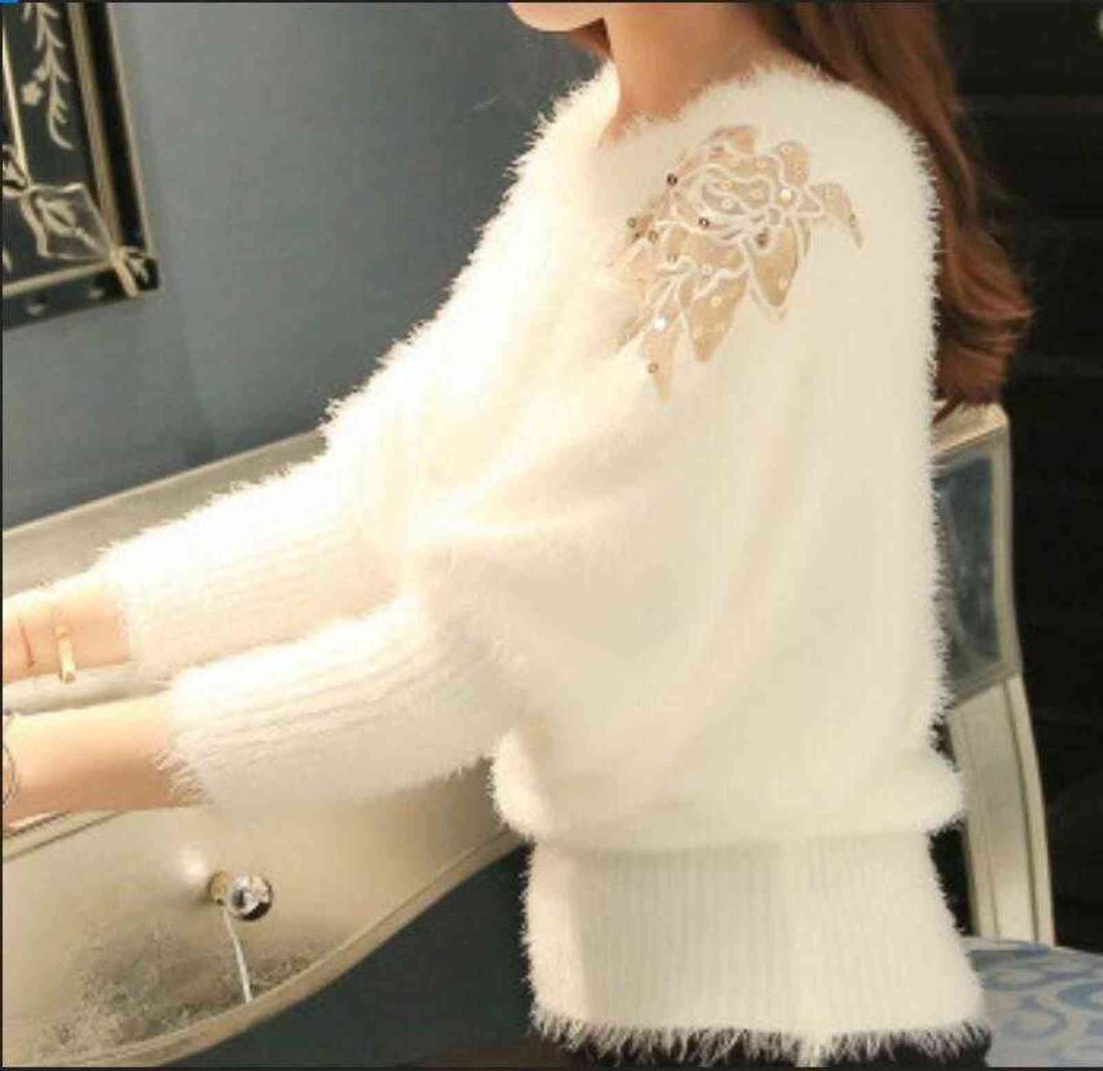 

Fashion Women' SWEATER new Korean loose soft bat knitted bottoming Shirt mohair pullover Women' tide spring autumn female tops Y1110, Orange