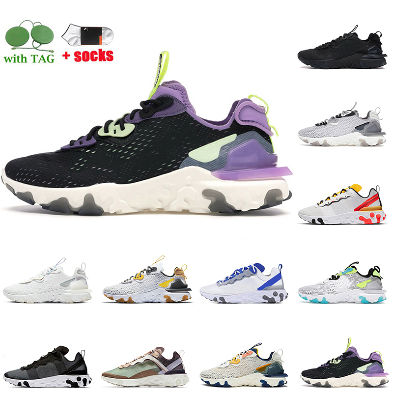 

Outdoor Trainers React Vision Mens Women Top Fashion Running Shoes Element 55 87 Sneakers Triple Black Iridescent White Gravity Purple Designers Sports US 11, D36 total orange 40-45