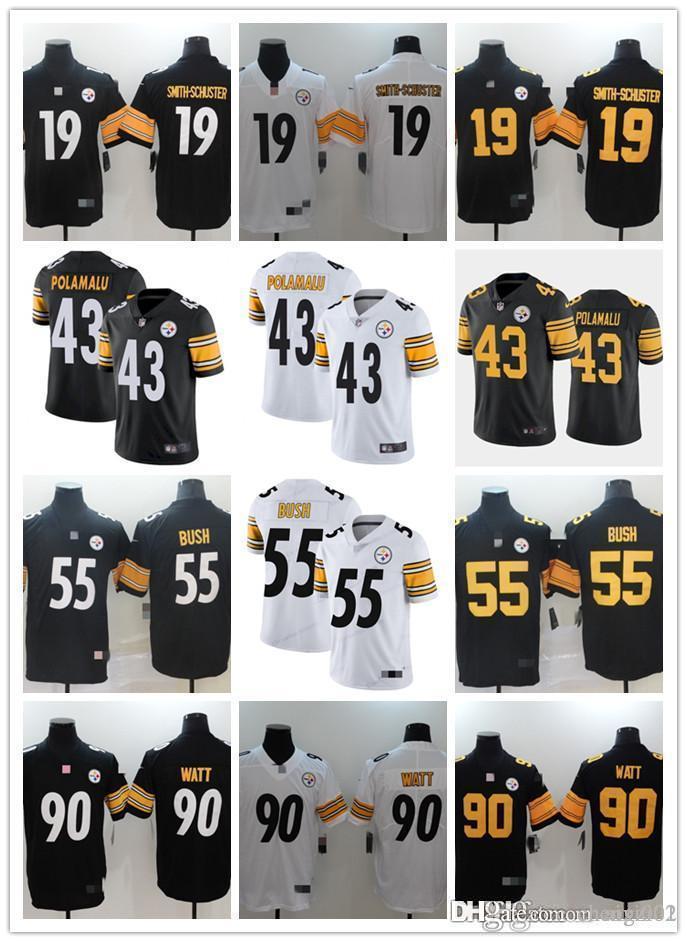 

Mens Womens Youth Pittsburgh Steelers 19 JuJu Smith-Schuster 90 T.J. Watt 55 Devin Bush 43 Troy Polamalu Custom Football Jerseys, Black;red